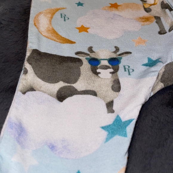 Newborn (fit 0-3) Posh Peanut Tex Cow Jumped Over Moon Zipper Footie - Picture 3 of 12